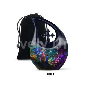 Urna de adulto de cremación de pavo real con gota de lágrima negra mate para cenizas humanas, urna cruzada de recuerdo decorativa con bolsa de terciopelo gratis - Product Image 4