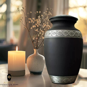 Handcrafted Aluminum Memorial <b>Urn</b> Black meena Cremation <b>Urns</b> with Meena Coating <b>Large</b> (220 Cu In) & Keepsake (3 Cu In) - Product Image 6