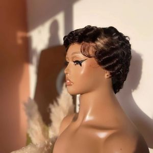 วิกผมสั้นแบบ Pixie Cut  13x4 Lace Front  <span class=keywords><strong>ผม</strong></span>แท้บราซิล  สำหรับ<span class=keywords><strong>ผู้หญิง</strong></span>ผิวสี  แบบลอน<span class=keywords><strong>สั้น</strong></span>  พร้อมเชือกผูกแบบใส  ขนาด 6 นิ้ว - Product Image 6