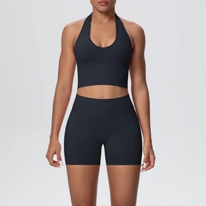 Conjunto de Sujetador Deportivo Acolchado y Pantalones Cortos para Mujer, al por Mayor, Transpirable, Ecológico, de Nailon Reciclado y Elastano, para Yoga y Fitness - Product Image 3