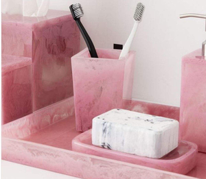 Accessoires faits à la main, ensemble de salle de bain en résine, design unique, plateau décoratif pour salle de bain, porte-savon, bonne qualité - Product Image 5