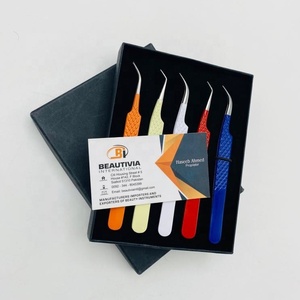 Pinzas de extensión de pestañas de acero inoxidable con revestimiento de Color personalizado de alta calidad profesional probado a mano al por mayor - Product Image 5