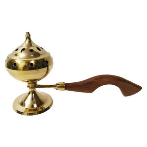 Vente chaude brûleur d'encens avec manche en bois Design Simple et attrayant brûleur d'encens à charbon de bois en laiton décor de Table de bureau à domicile - Product Image 1
