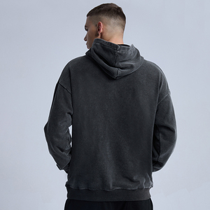 100% Polyester Men's Acid Wash Winter Pullover Hoodie Long Sleeve Streetwear with Customizable Options - Product Image 5