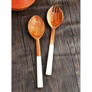 ชุดเสริฟสลัดไม้เครื่องครัว2ชิ้นอุปกรณ์ทำสลัดแบบพรีเมี่ยมไม่เหมือนใครทำด้วยมือ - Product Image 4
