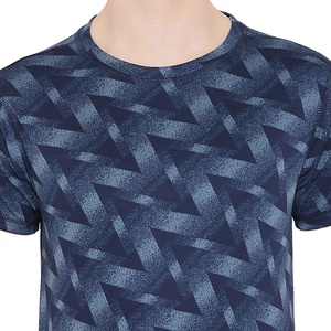 T-shirt décontracté pour homme, couleur unie, manches courtes, logo imprimé en relief sur le devant, mélange polyester/coton, respirant, séchage rapide, coupe classique - Product Image 5