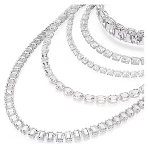 <b>Statement</b> Layered Silver <b>Necklace</b> with Clear Lab Grown Stones Mixed Cut Bridal Jewelry OEM ODM Wholesale Manufacturer Export - Product Image 6