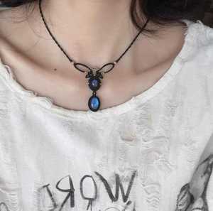 Personalized Handmade Macrame Labradorite Necklace Natural Stone Collarbone Jewelry Custom <b>Crafted</b> - Product Image 2