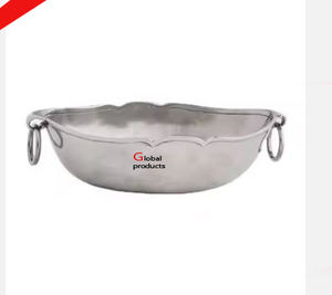 Nouveau look bol de service en aluminium en métal fini argenté avec poignée ronde pour restaurant et bar d'hôtel - Product Image 1