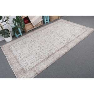 Alfombra Turca Vintage de 5.2x9 pies (159x273 cm), Alfombra Floral Blanca y Marrón - Product Image 4