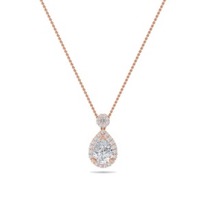 Bridal Pear Cut Diamond Single Halo <b>Pendant</b> 0.50 Ct Lab Grown Diamond In Platinum For Bridal Anniversary Gift - Product Image 3