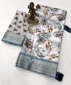 Saree en dentelle à fleurs pour fête indienne - Product Image 3