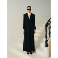 Dernier modèle de manteaux longs pour femmes, manteau PIANA long col en V noir et blanc avec poche latérale, vêtements élégants pour femmes, marque WHITE ANT