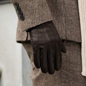 Gants de conduite en cuir véritable de chèvre et de mouton doublés de laine pour hommes, gants de conduite en cuir pour hommes, gants de conduite en cuir pour hommes - Product Image 4