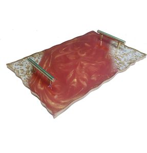 ถาดเสิร์ฟเรซินอีพ็อกซี่ทำมือพร้อมด้ามจับโลหะเป็นมิตรกับสิ่งแวดล้อมสำหรับร้านอาหารอาหารเช้าบริการน้ำชาน้ำผลไม้ - Product Image 5