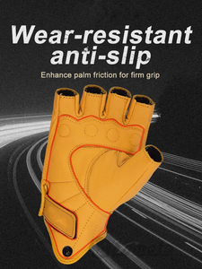 Gants de moto en cuir jaune rétro Protection Gants de moto perforés respirants Gant de moto motocross à écran tactile de course - Product Image 4