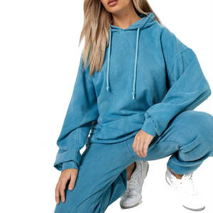 Chándal Informal de Invierno para Mujer, Estilo Lavado Ácido, Tendencia Actual, Diseño Sólido, 100% Algodón, Precio Directo de Fábrica - Product Image 3