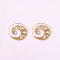 Boucles d'oreilles tendance en laiton plaqué or avec motif filigrané en spirale 45x44MM