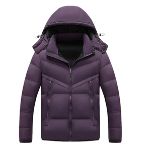 Mens Casual Bomber Puffer <b>Jacket</b> Thick Canvas Fabric Stand Collar Front Logo Winter Outdoor <b>Waterproof</b> Windproof - Product Image 6