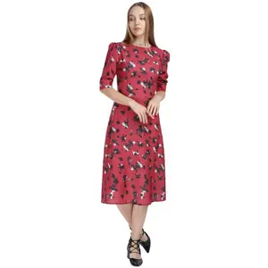 Wholesale Manufacturer Fashion New Style Short Sleeve High Quality Women Elegant Office Ladies Wear Floral Printed Midi Dress