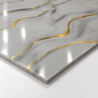Panneau mural WYRAX en PVC ignifuge, aspect marbre blanc-gris brillant avec veines dorées, pour salle à manger, salon, hôtel, murs décoratifs
