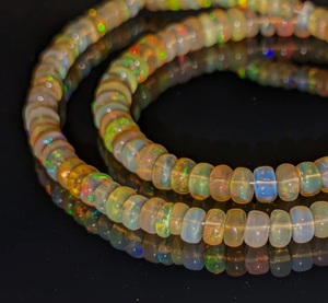 15-Inch Ethiopian Welo Fire <b>Opal</b> Bead <b>Necklace</b> 100% Natural High Quality 5-6mm Smooth <b>Opal</b> Bead Customizable Personalized - Product Image 1