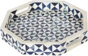 ถาดเสิร์ฟทรงกลมดีไซน์เฉพาะตัว งานฝีมือฝังกระดูก ดีไซน์ทันสมัย หรูหรา สำหรับร้านอาหาร งานแต่งงาน ผู้ส่งออกจากอินเดีย - Product Image 4