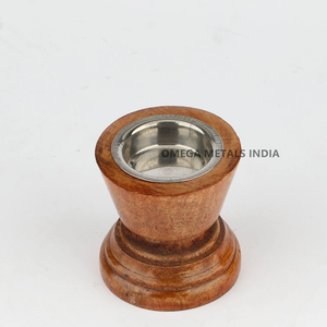 Modern Minimal Metal Bakhoor <b>Burner</b> Stainless Steel <b>Incense</b> <b>Holder</b> with Wooden Base Wholesale Exporter Manufacturer - Product Image 4