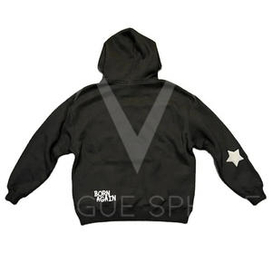 Sudadera con capucha de lana de algodón pesado con logotipo personalizado en relieve para hombre, ropa informal sólida con estampado de soplo, sudaderas con capucha para hombre - Product Image 2