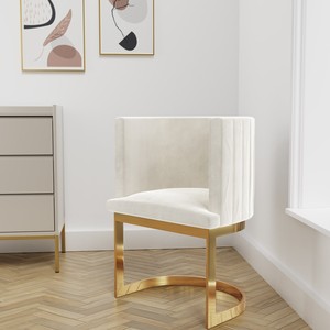 Haechan Chaise d'appoint en aluminium blanc de haute qualité et velours avec pieds dorés pour l'intérieur - Product Image 6