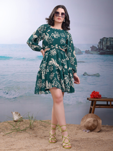 Robe ajustée et évasée décontractée au-dessus du genou/mi-cuisse pour femmes - Product Image 3