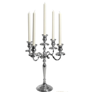 Centro de mesa Vintage de la mejor calidad, candelabro de mesa para decoración de boda, candelabro de 5 brazos con acabado plateado para decoración del hogar - Product Image 1
