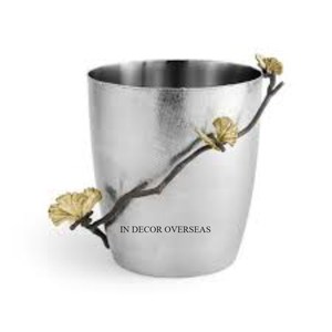 Hot Selling Silver Shiny Polished Hammered Texture Stainless Steel <b>Wine</b> Ice Bucket Beverage Tub With Flowers & Buds Designer - Product Image 2