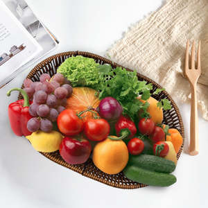 Panier en rotin naturel moderne et écologique avec poignée pour l'organisation multifonctionnelle de la cuisine, tendance et très vendu - Product Image 3