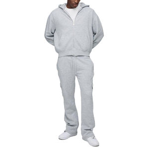 Survêtements à fermeture éclair personnalisés pantalons de survêtement évasés fabriqués en usine poches latérales de qualité supérieure survêtements à fermeture éclair en molleton 100% coton bon prix - Product Image 1