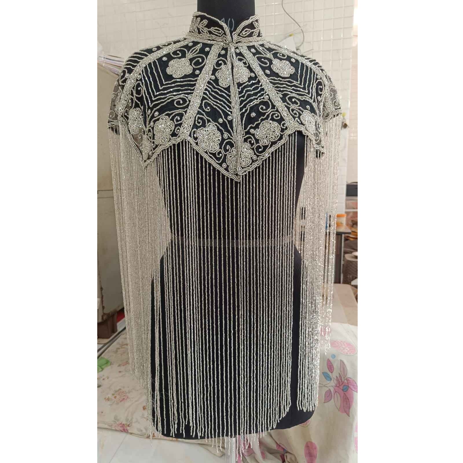 Hand Beaded Shawl - Elegant Summer Style with Pearls