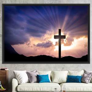 Obra de arte impresa en lienzo elegante: paisaje natural sereno, lienzo con marco negro - Product Image 1