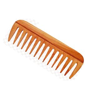Peine de dientes anchos para el cabello, cabello rizado de madera de neem para mujeres y hombres, crecimiento del cabello, desenredador anticaspa, Neem - Product Image 1