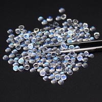 Mehrajudin Gems Pierre de lune arc-en-ciel cabochon, pierre de naissance de juin, pierre naturelle à éclat bleu, taille brillant 3mm, en vrac, pour la fabrication de bijoux