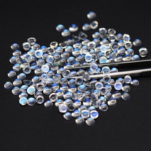 레인보우 문스톤 카보 숑 6 월 탄생석 느슨한 3mm 4mm 5mm 플랫 백 보석 천연 블루 플래시 스톤 - Product Image 4