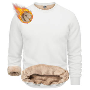 Sudadera de manga larga con forro de Sherpa de gran tamaño lavado Retro para hombre, ropa de calle de algodón orgánico pesado 380 GSM para invierno - Product Image 2