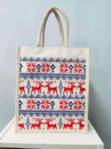 Sac fourre-tout moyen en jute sérigraphié personnalisé Sac fourre-tout fait à la main écologique Panier cadeau Sacs fourre-tout de mariage en vrac Logo personnalisé - Product Image 4