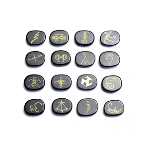 ชุดหิน Karuna สีดำรูปหินปาล์ม16ชิ้น karuna คริสตัลคริสตัลรักษาธรรมชาติขายส่ง - Product Image 2