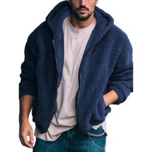 Sweat-shirts à capuche en sherpa à fermeture éclair surdimensionnés pour hommes, très vendus, personnalisables avec un tissu mélangé 100% coton, hiver - Product Image 4