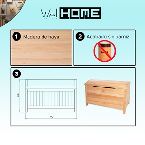 WELL HOME Mobile da Soggiorno con Tronco Curvo 70x40x44 cm Finitura Non Verniciata - Product Image 2
