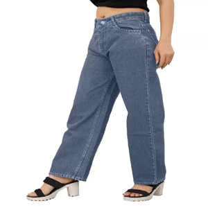 Pantalones Vaqueros Anchos de Mezclilla para Mujer, Talla Grande, Estilo Boyfriend, Corte Holgado, Elásticos, Ecológicos, Teñidos - Product Image 4