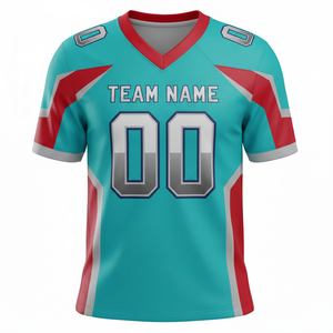 Maillot d'entraînement de football américain personnalisé pour adultes, manches courtes, respirant, option grande taille, 100 % polyester, col en V - Product Image 3