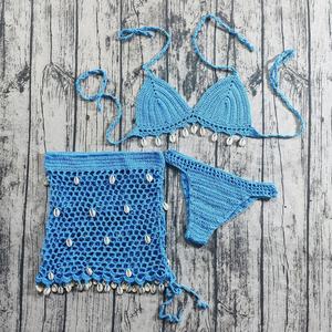 Europe et Amérique, Transfrontalier, Fait main, Crochet, Coquillage, Bikini, Maillot de bain, Jupe courte, Plage, Vêtements de bain - Product Image 3
