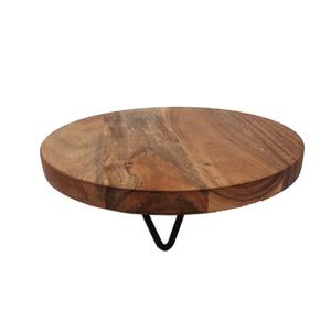 Finitions naturelles de luxe Design fantaisie rond en métal présentoir à gâteau en bois présentoir de fête d'anniversaire de mariage en gros en vrac - Product Image 2