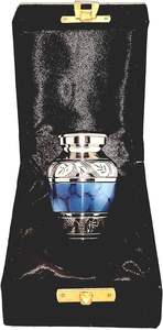 Classic Small Mini Cremation <b>Keepsake</b> Urn for Human Ashes with <b>Box</b> and Velvet <b>Box</b> - 2.6 inch - Blue Fire Design Made of Brass - Product Image 5